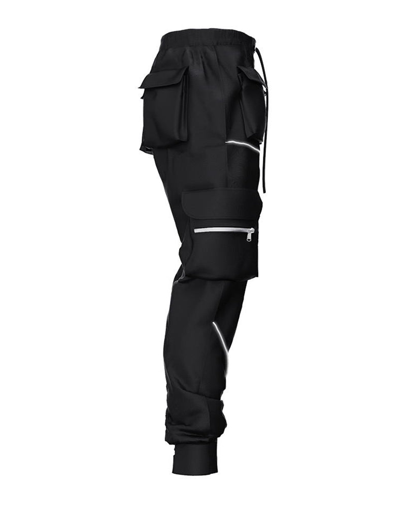 Techwear Combat Reflective Black Cargo Pants