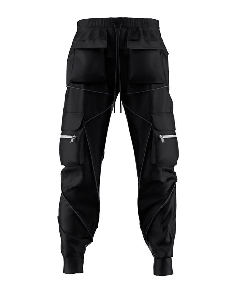 Techwear Combat Reflective Black Cargo Pants