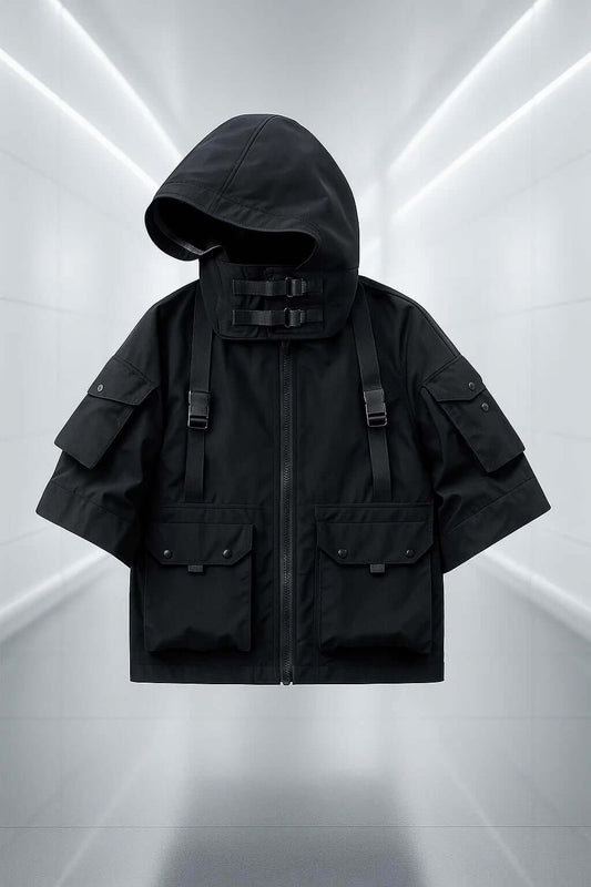 Vector-H Futuristic Short-Sleeve Hooded Jacket