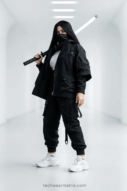 Vector-H Futuristic Short-Sleeve Hooded Jacket