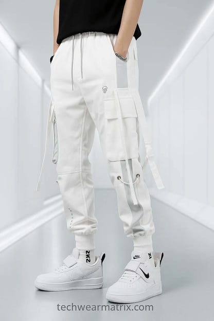 Eclipse-W White Techwear Street Pants