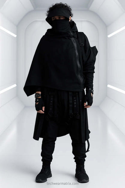 Obsidian-9 Cyberpunk Techwear Cloak