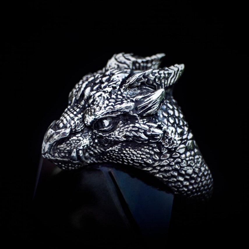 Silver Dragon Head Ring