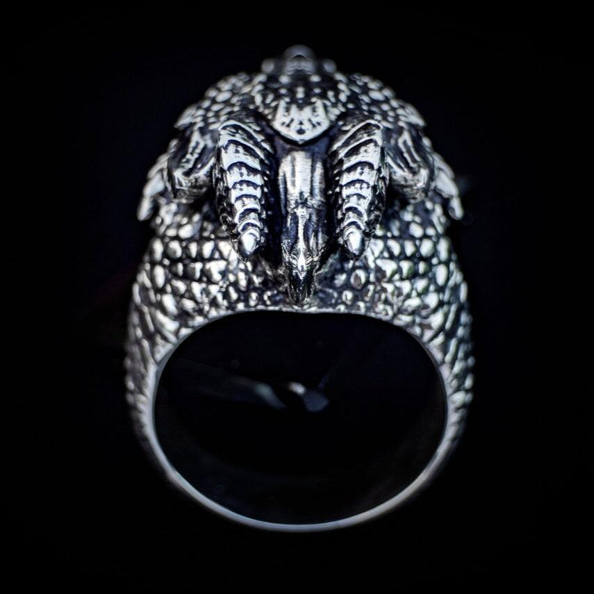 Silver Dragon Head Ring