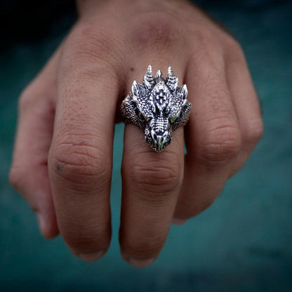 Silver Dragon Head Ring