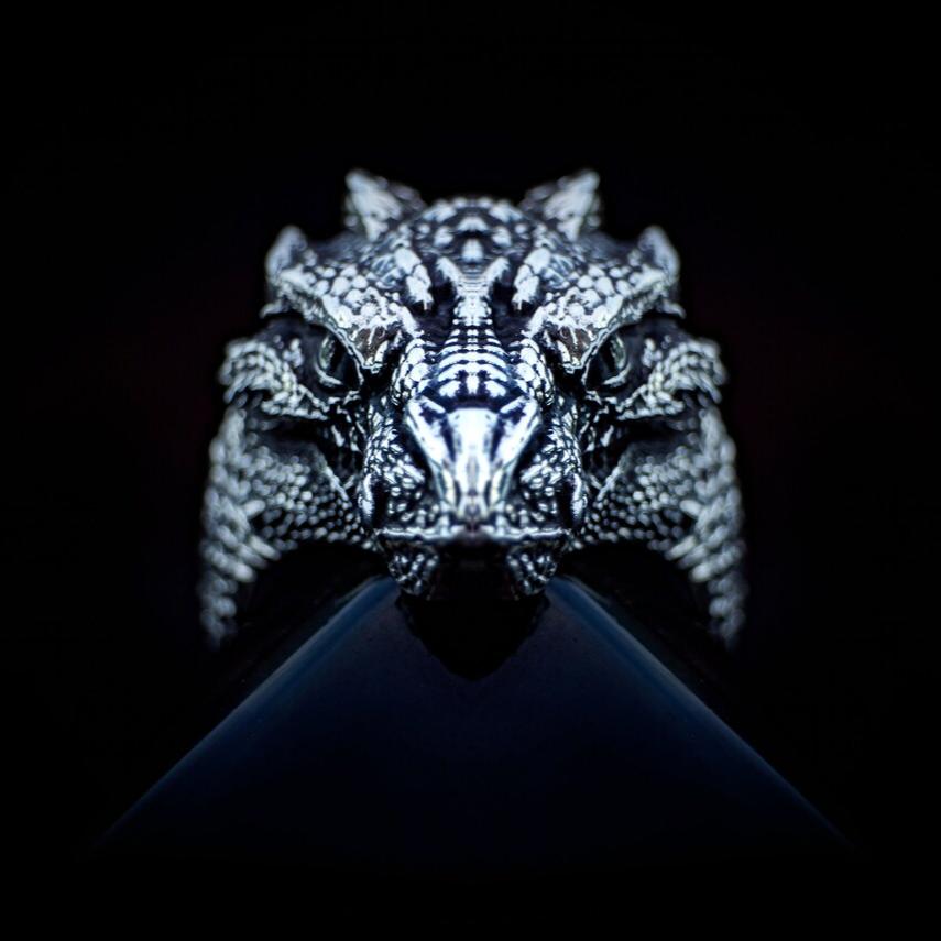 Silver Dragon Head Ring