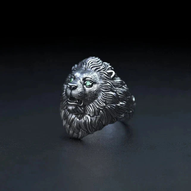 Silver Lion Head Ring