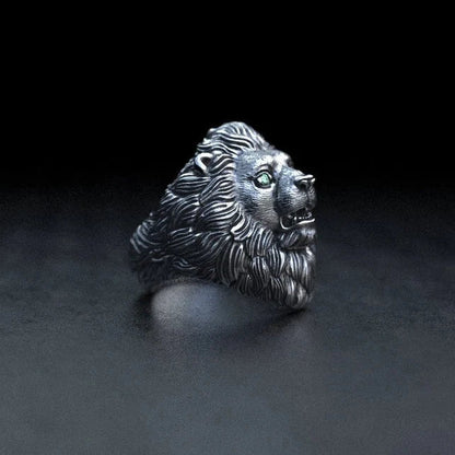 Silver Lion Head Ring