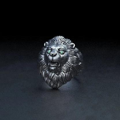 Silver Lion Head Ring