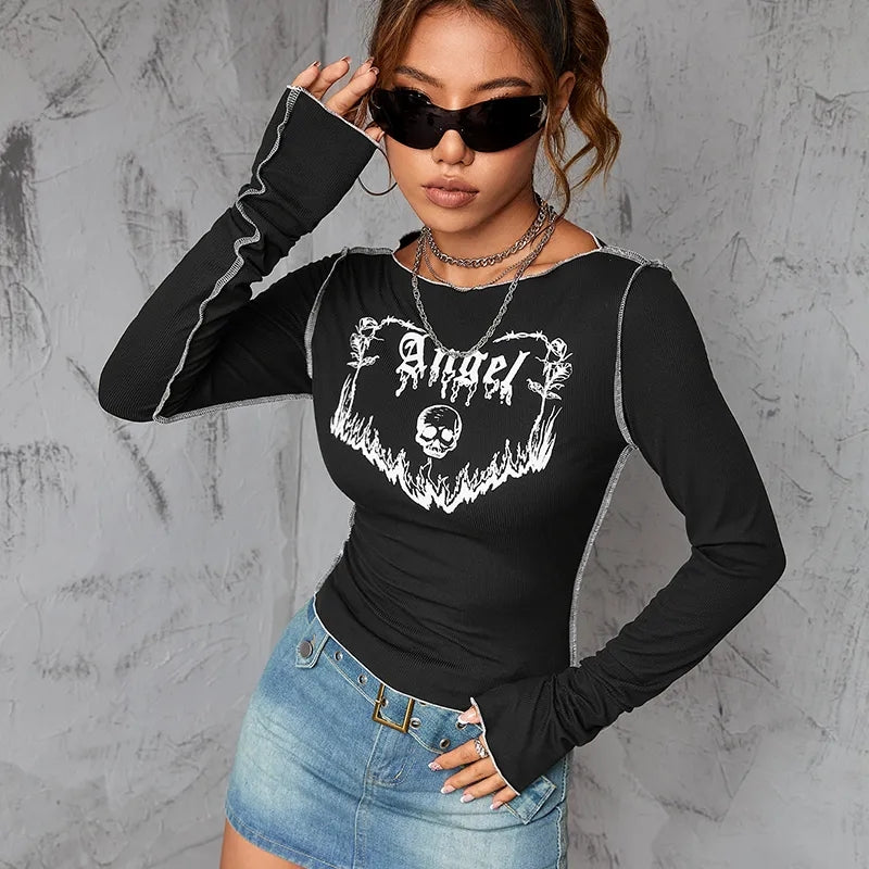 Skull Emo Black Top