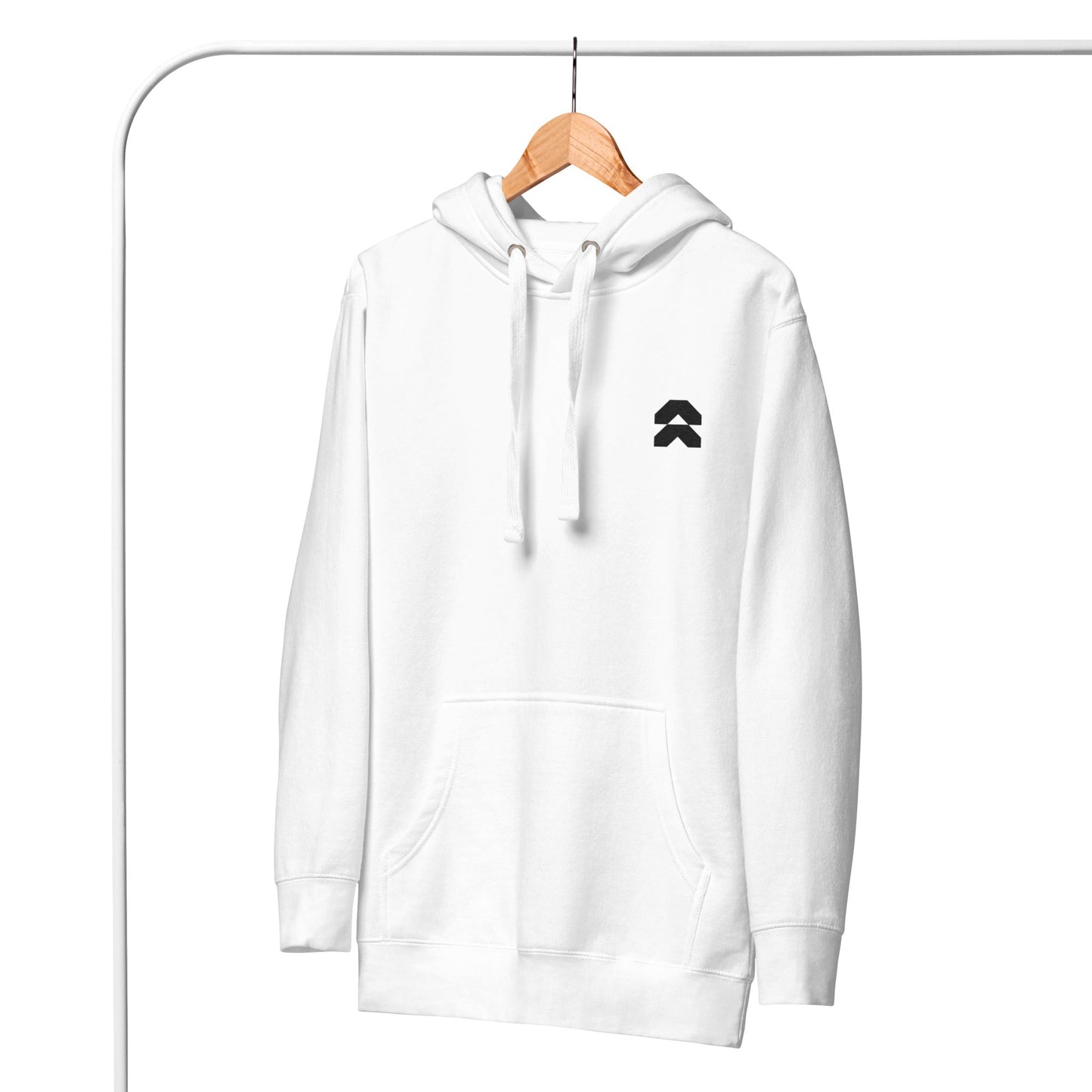 Sleek White Embroidered Hoodie