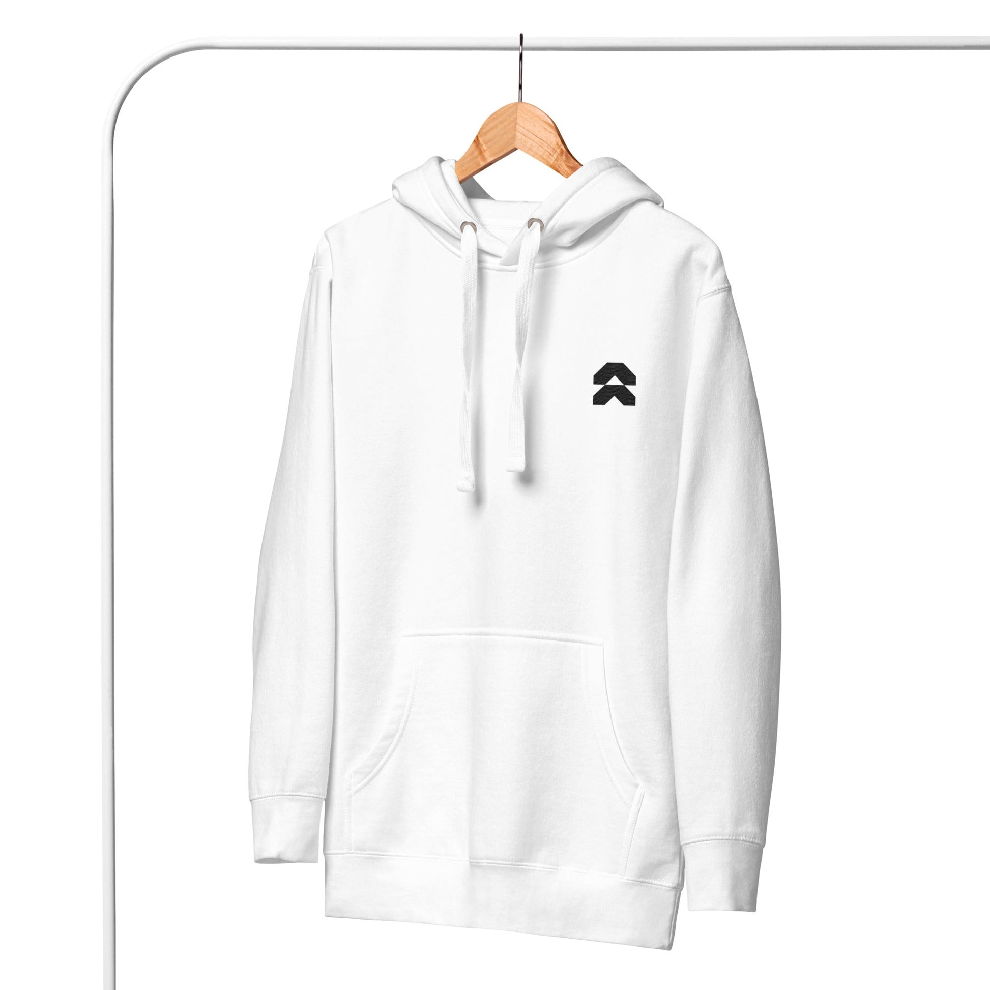 Sleek White Embroidered Hoodie