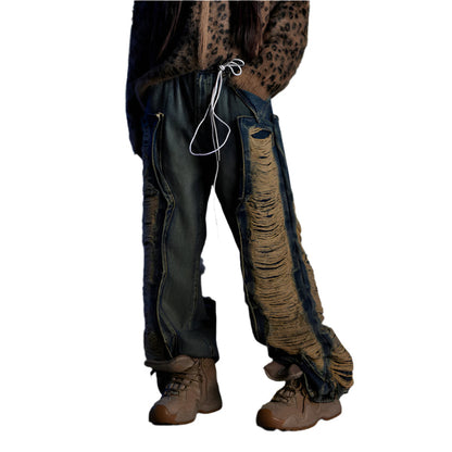 Spliced Cyberpunk Denim Pants