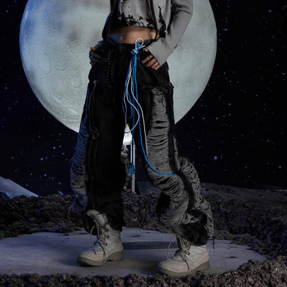 Spliced Cyberpunk Denim Pants