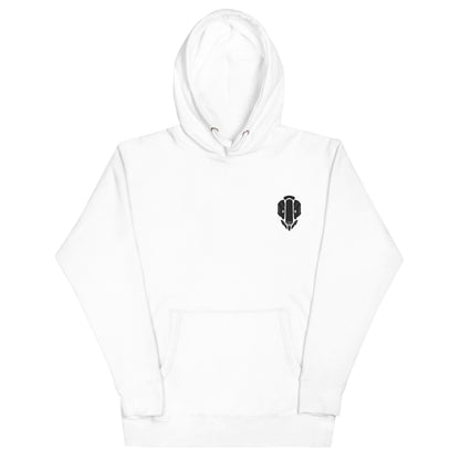 Sporty White Embroidered Hoodie