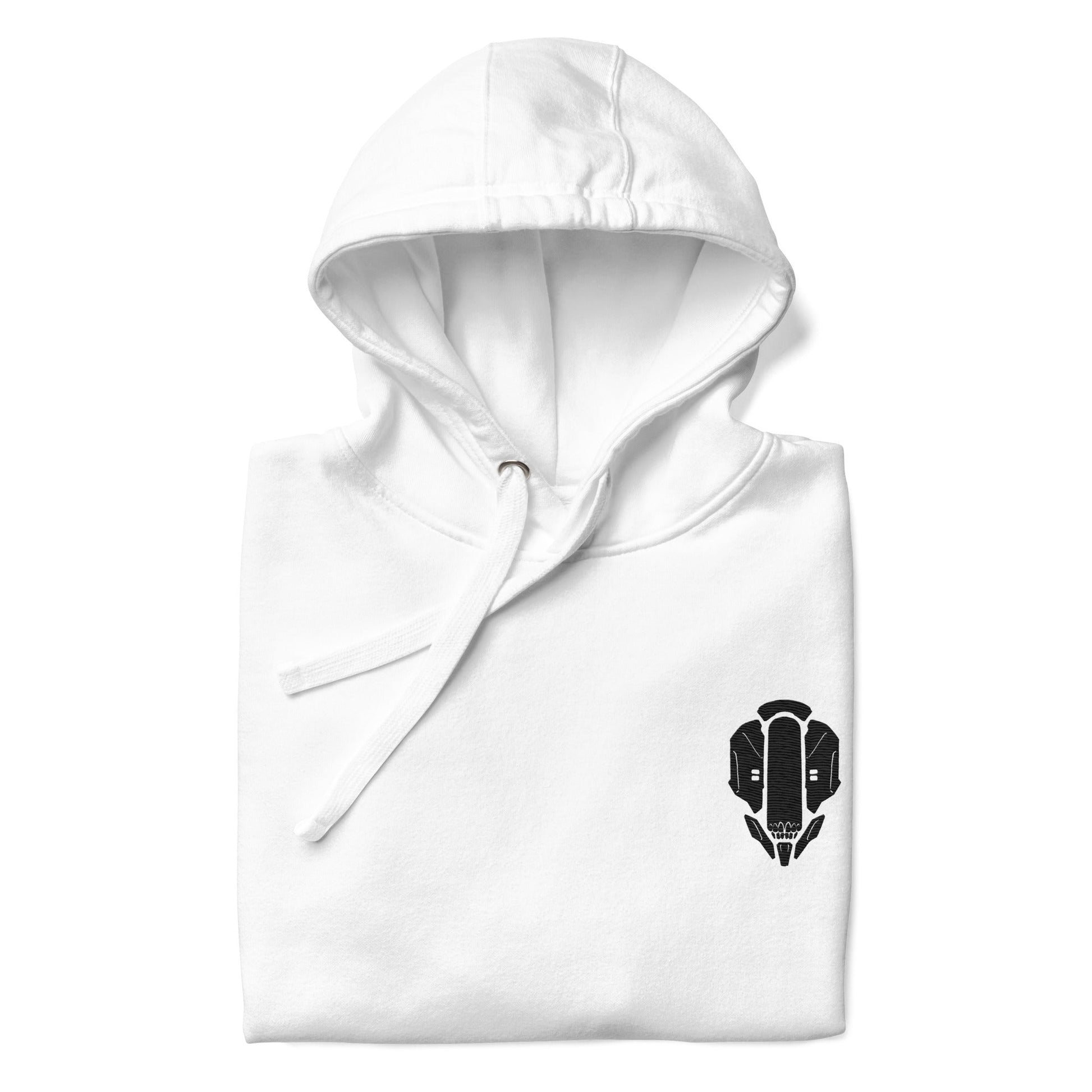 Sporty White Embroidered Hoodie