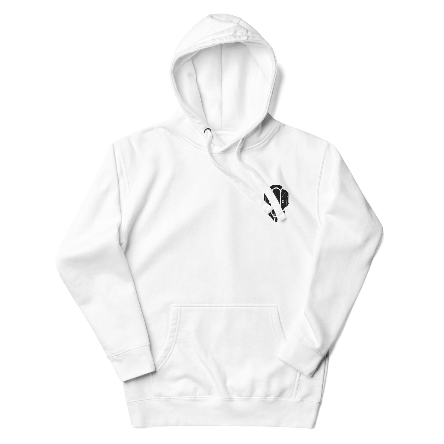 Sporty White Embroidered Hoodie