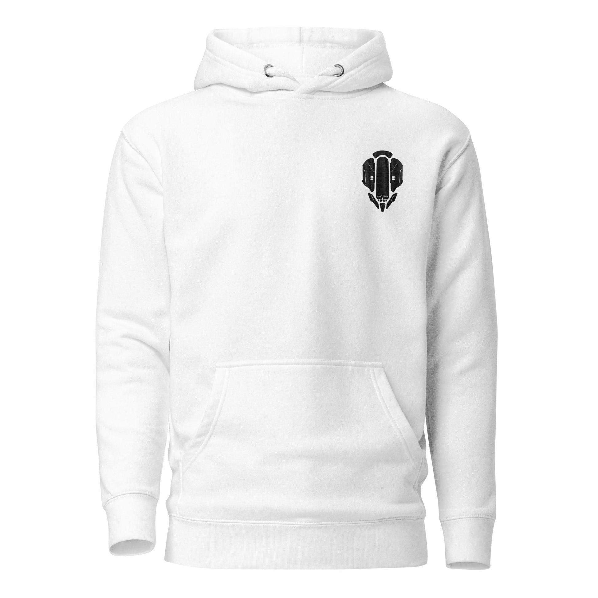 Sporty White Embroidered Hoodie