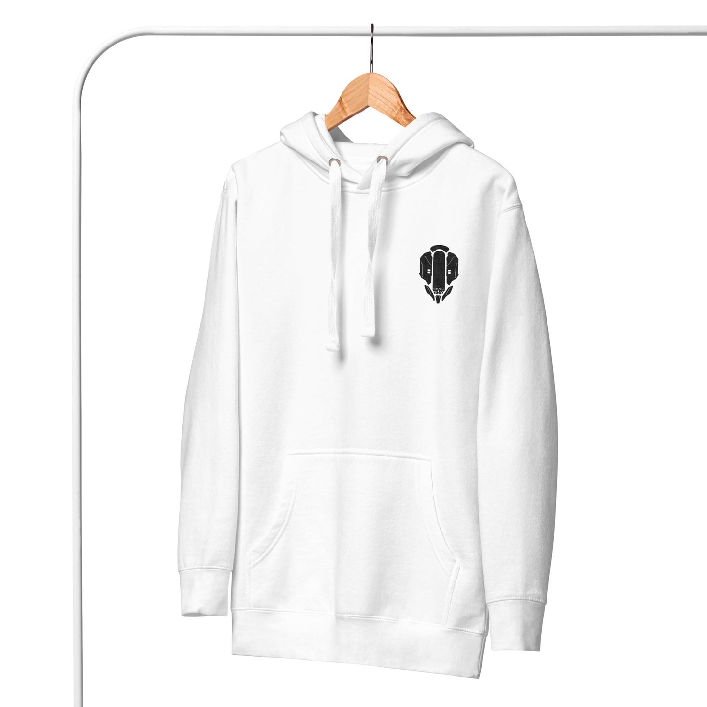 Sporty White Embroidered Hoodie