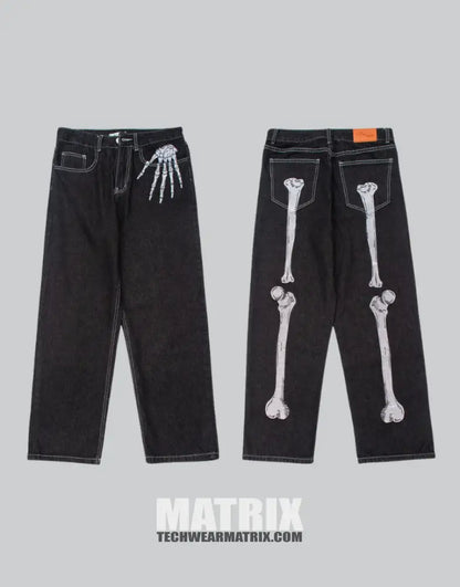 Stylish Skeleton Jeans for Unique Streetwear Fashion Techwear pants