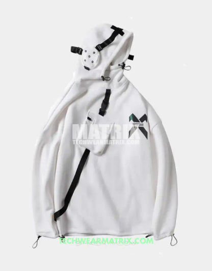 White techwear hoodie