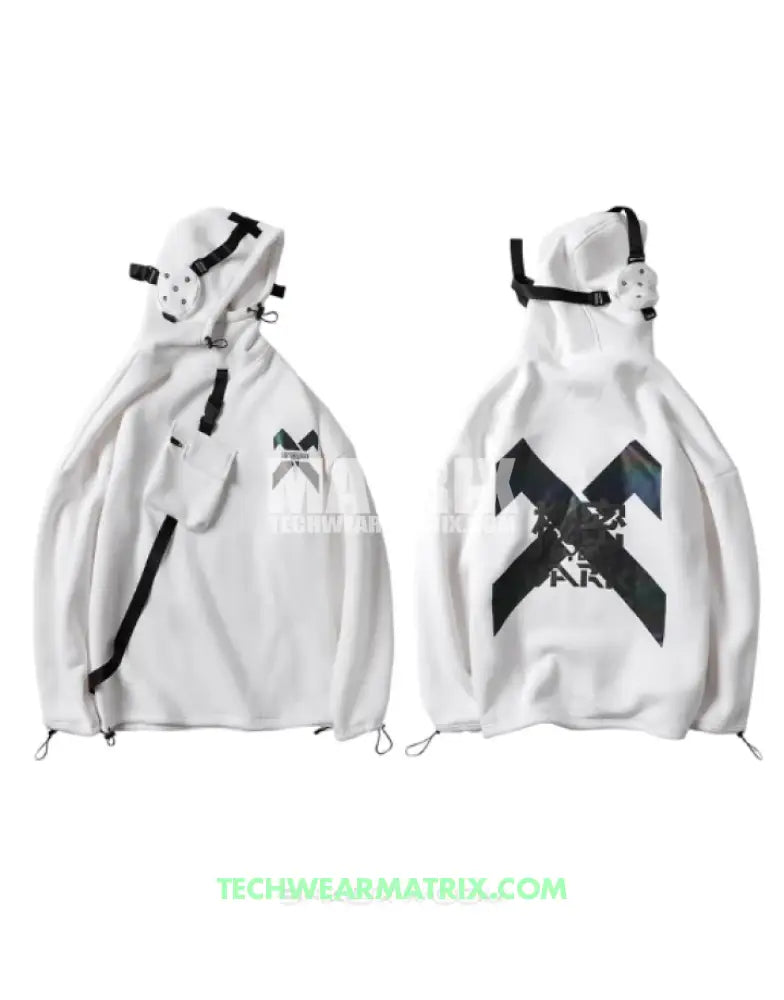 White techwear hoodie