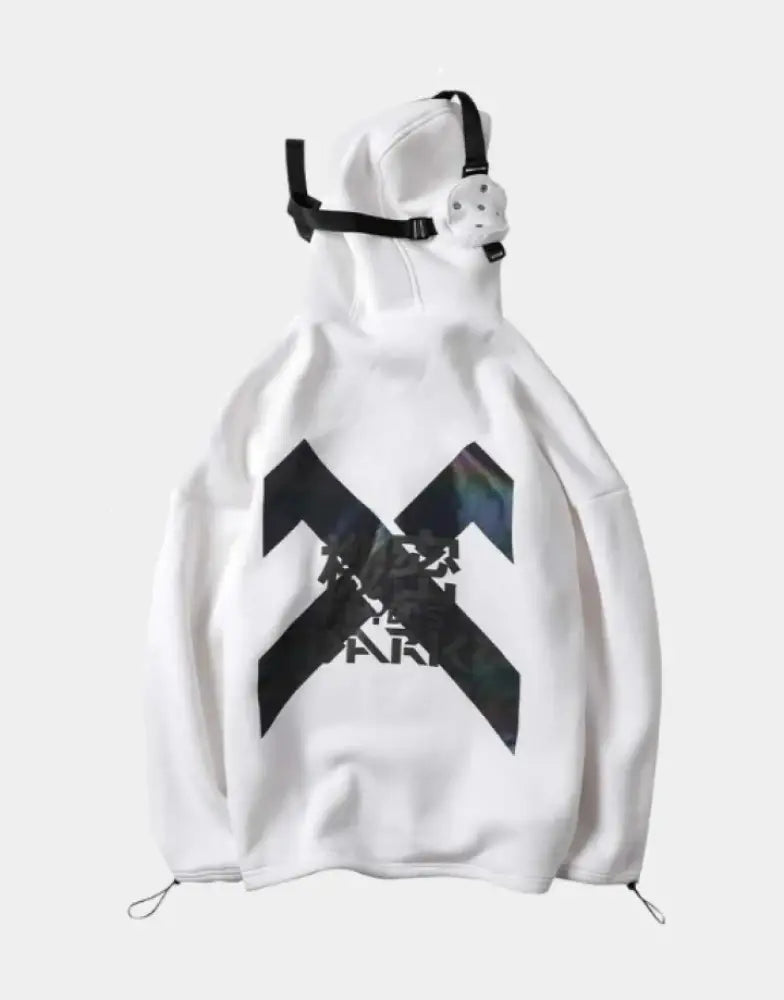 White techwear hoodie