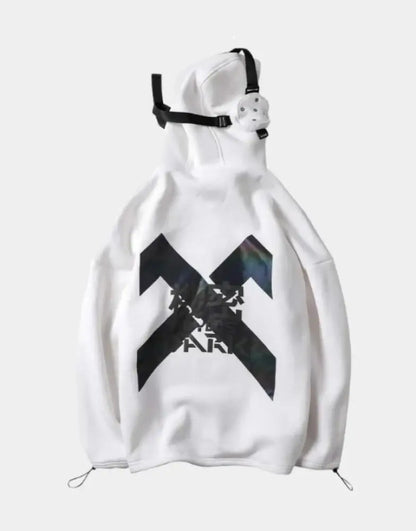 White techwear hoodie