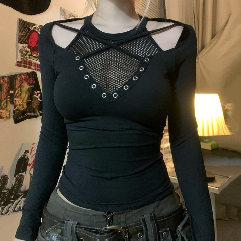 Techwear Chic Irregular Black Tops