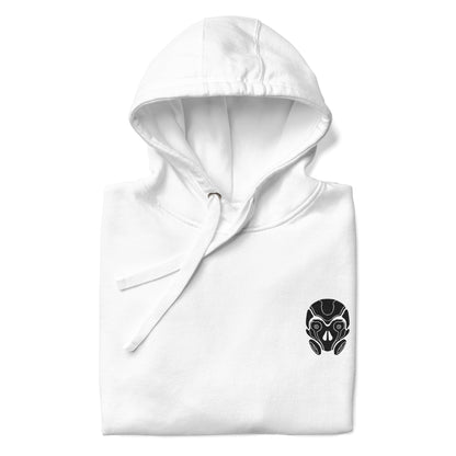 Trendy White Embroidered Hoodie