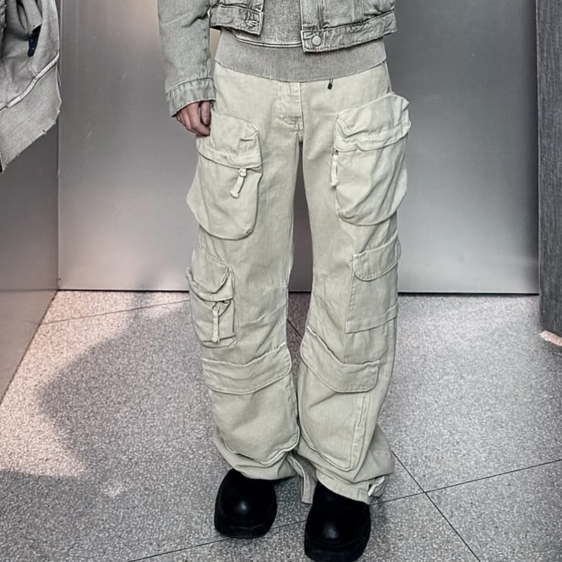 Washed Cargo Cyberpunk Jeans