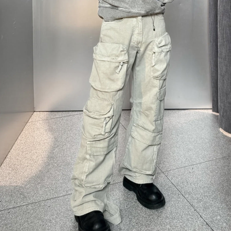 Washed Cargo Cyberpunk Jeans