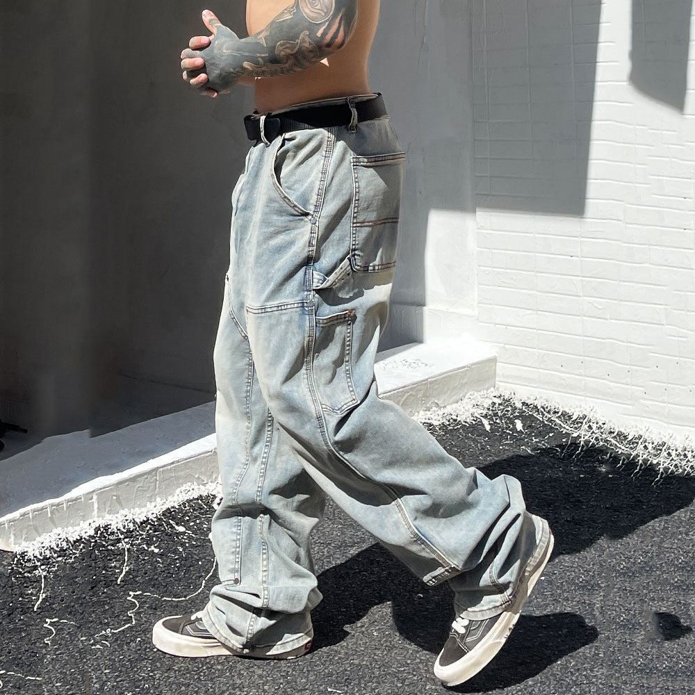 Washed Cyberpunk Denim Pants