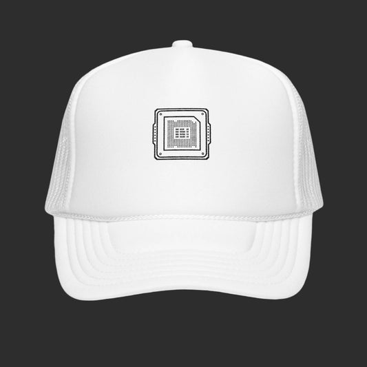 White Cpu Chip Trucker Hat