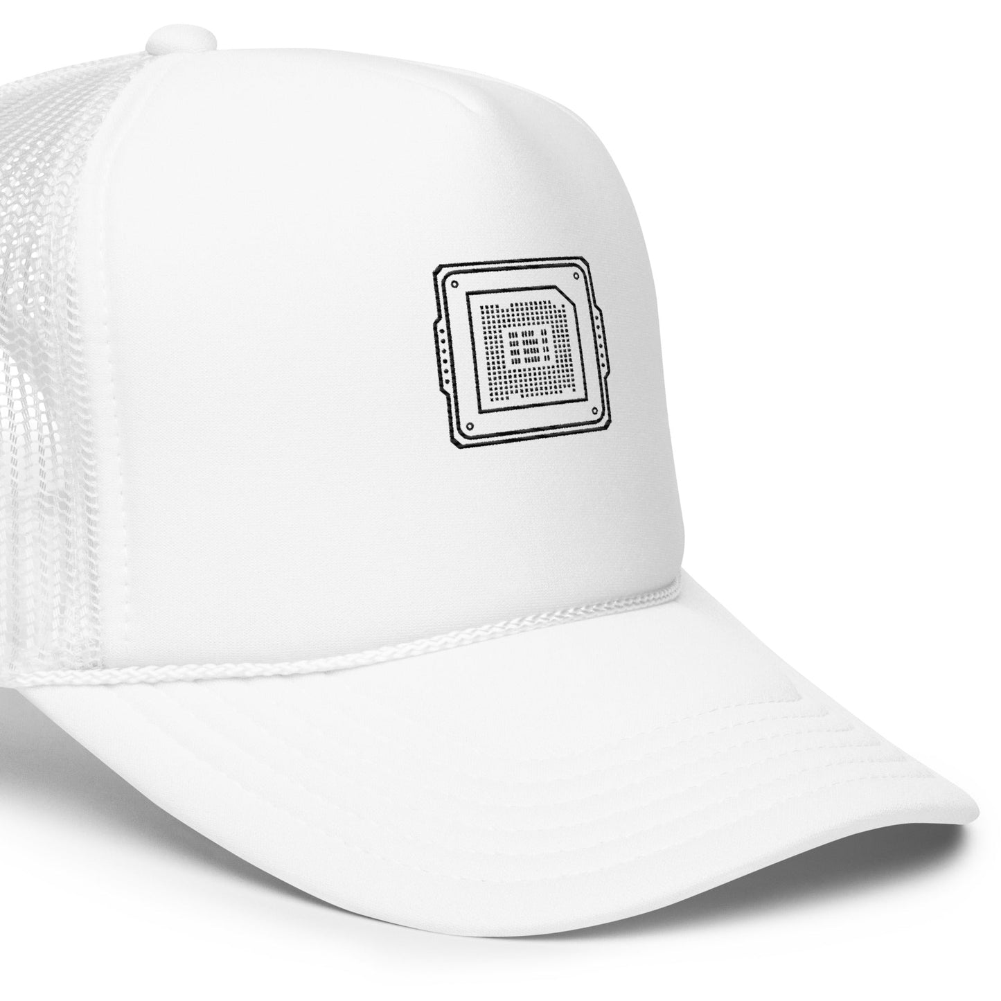 White Cpu Chip Trucker Hat