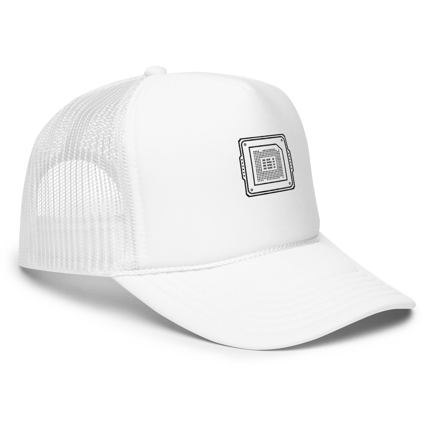 White Cpu Chip Trucker Hat