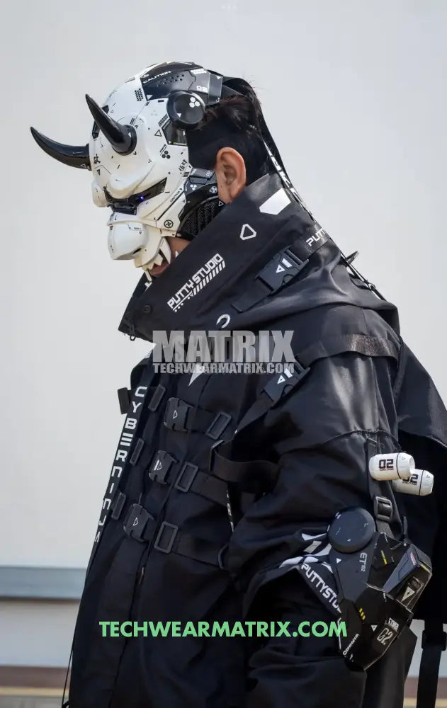 White Cyberpunk Oni mask