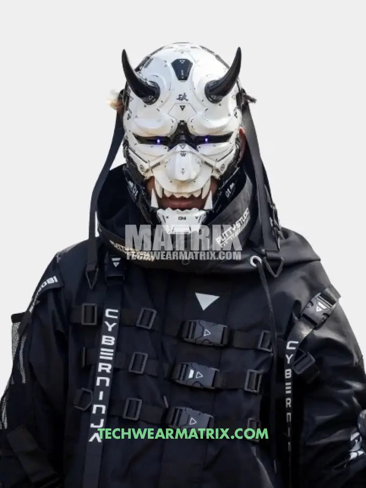 White Cyberpunk Oni mask