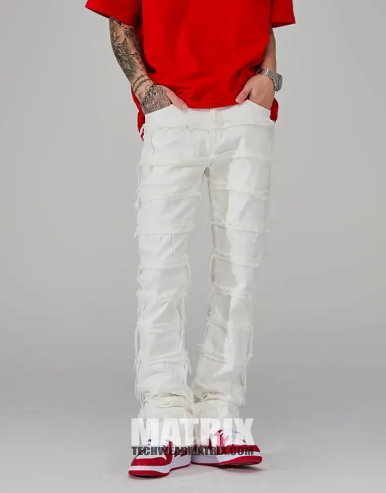 White Stacked Jeans Mens