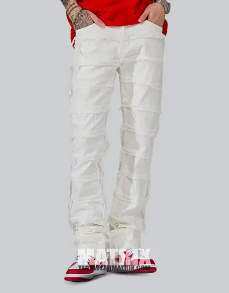 White Stacked Jeans Mens