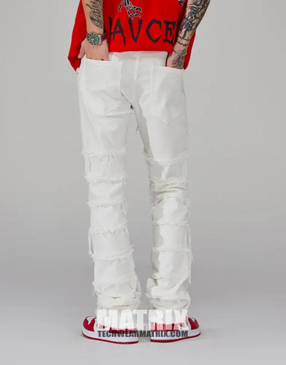 White Stacked Jeans Mens