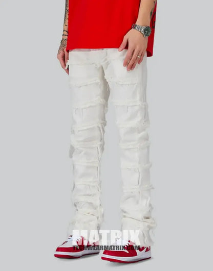 White Stacked Jeans Mens