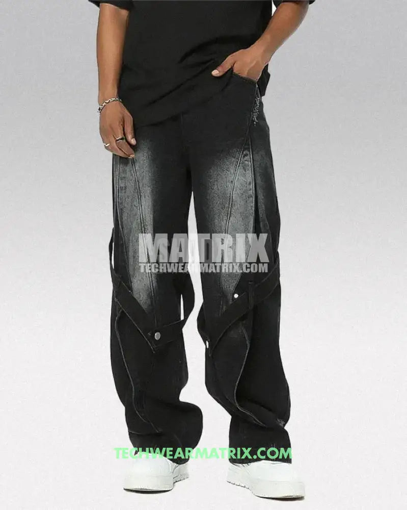 Y2K Black Baggy Jeans Men