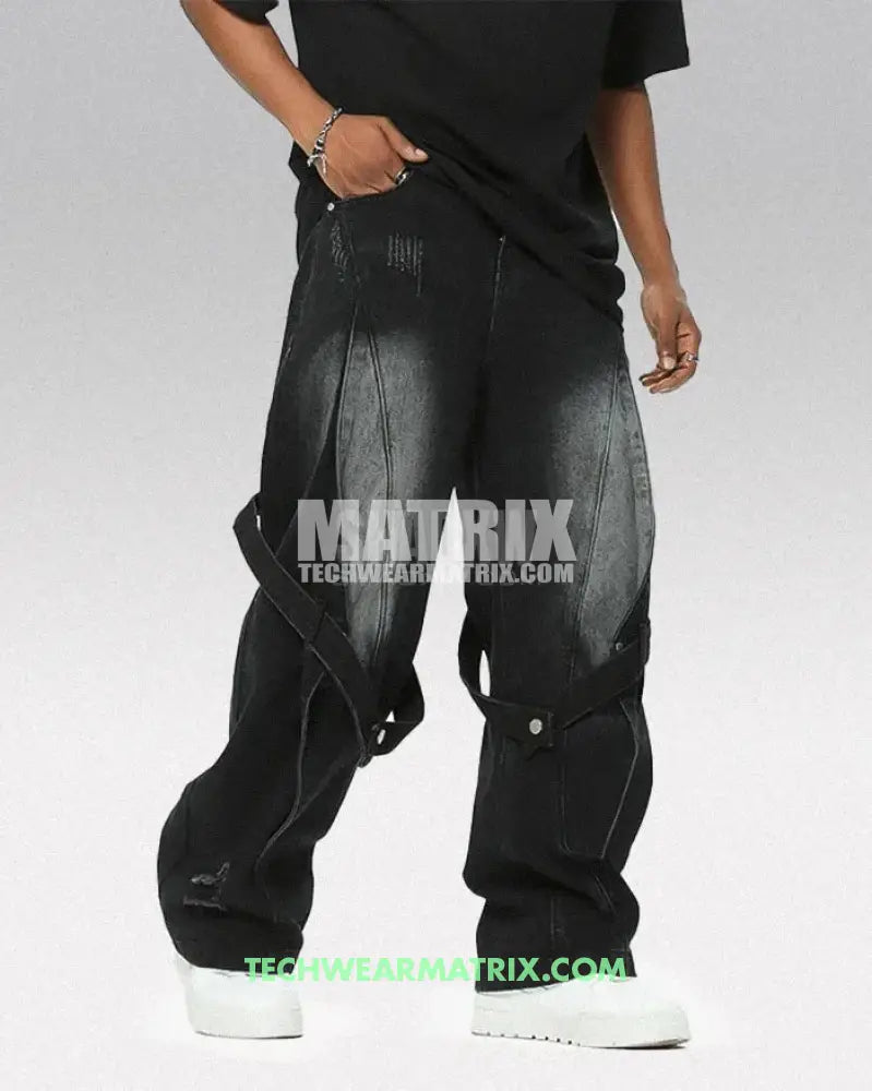 Y2K Black Baggy Jeans Men