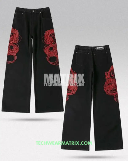 Y2k Dragon Embroidered Pants