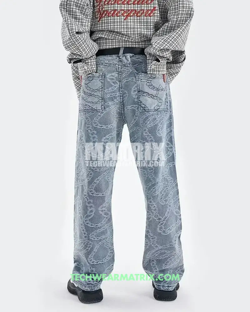 Y2K Light Blue Hip Hop Jeans