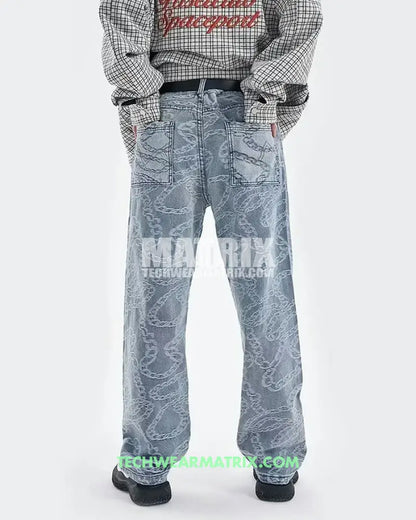 Y2K Light Blue Hip Hop Jeans