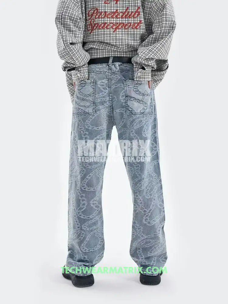 Y2K Light Blue Hip Hop Jeans