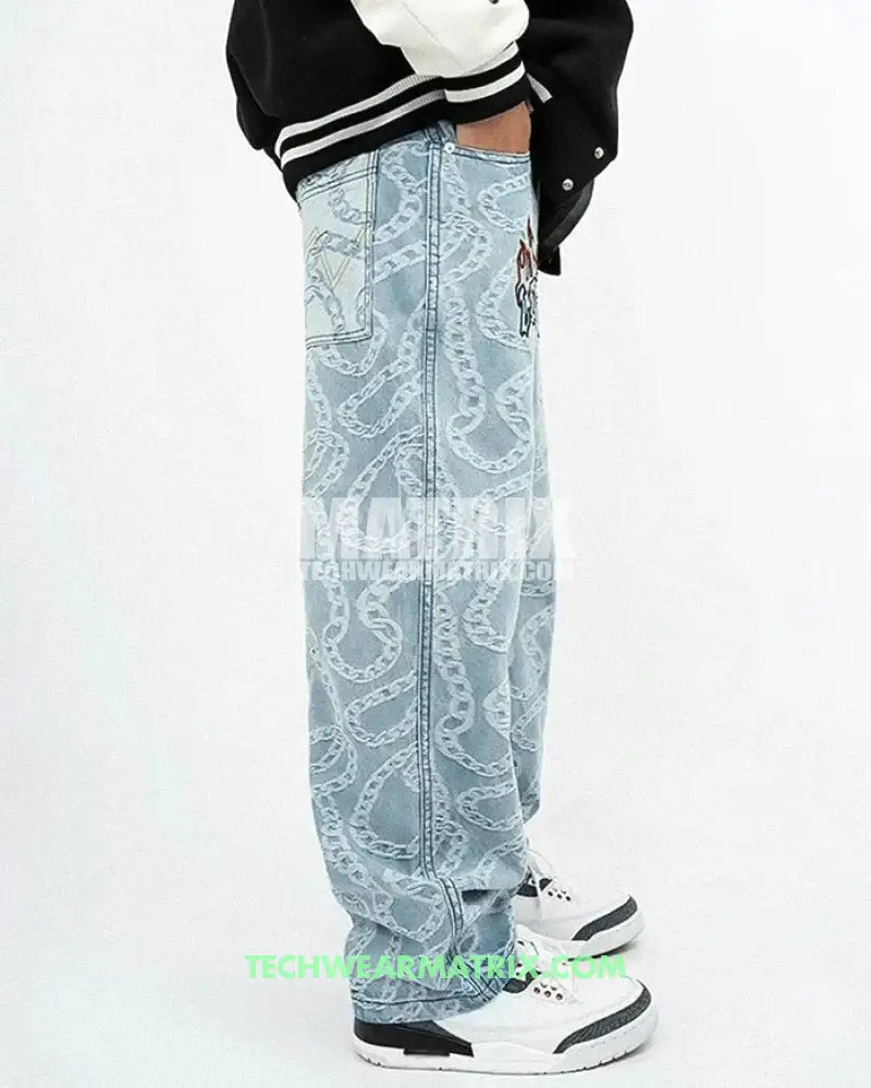 Y2K Light Blue Hip Hop Jeans