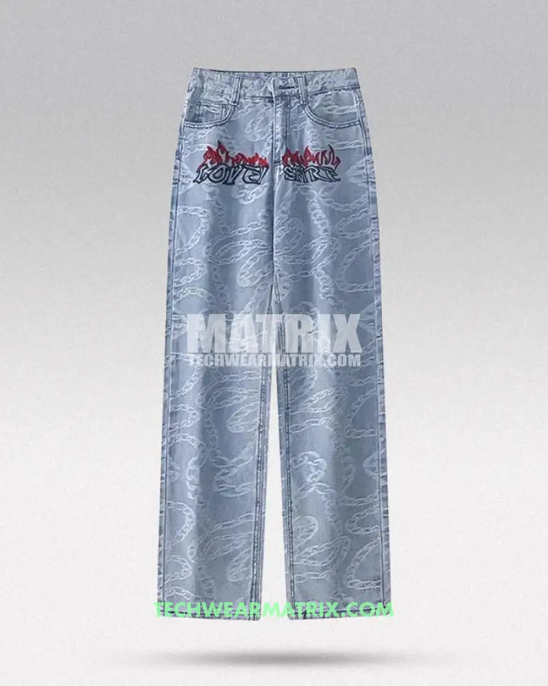 Y2K Light Blue Hip Hop Jeans